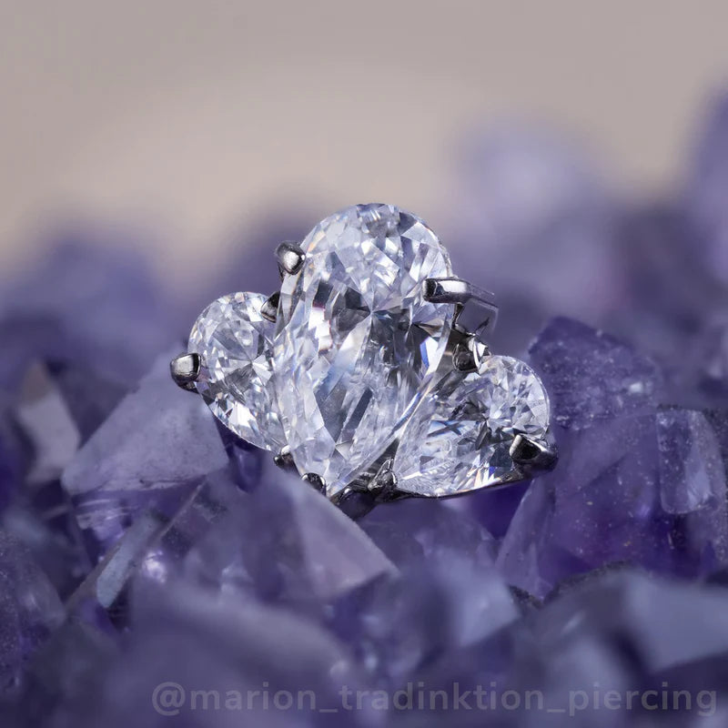 Titanium Pear Cut Gem Fan Clusters - Monochrome
