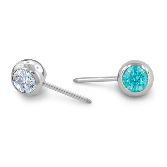 Titanium Curved Barbell Faceted Gem End - 16g